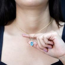 Load image into Gallery viewer, Vintage Style 2.5 Carat Swiss Blue Topaz and Diamond Necklace with Silver Chain