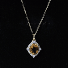 Load image into Gallery viewer, Genuine 2.5 Carat Citrine Diamond Vintage Necklace with Silver Chain