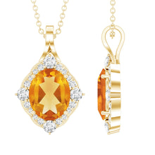 Load image into Gallery viewer, Genuine 2.5 Carat Citrine Diamond Vintage Necklace with Silver Chain