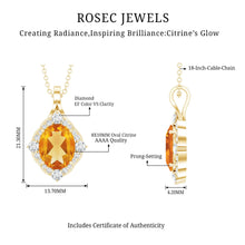Load image into Gallery viewer, Genuine 2.5 Carat Citrine Diamond Vintage Necklace with Silver Chain