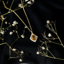 Load image into Gallery viewer, Genuine 2.5 Carat Citrine Diamond Vintage Necklace with Silver Chain