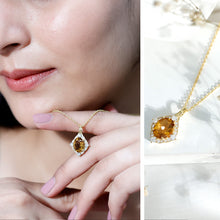 Load image into Gallery viewer, Genuine 2.5 Carat Citrine Diamond Vintage Necklace with Silver Chain