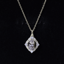 Load image into Gallery viewer, Vintage Inspired 2.5 Carat Morganite Bridal Necklace with Diamond Halo