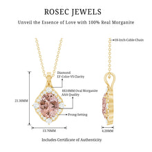 Load image into Gallery viewer, Vintage Inspired 2.5 Carat Morganite Bridal Necklace with Diamond Halo