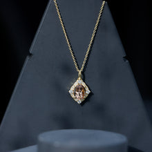 Load image into Gallery viewer, Vintage Inspired 2.5 Carat Morganite Bridal Necklace with Diamond Halo