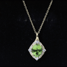 Load image into Gallery viewer, Real 2.5 Carat Peridot Vintage Pendant with Diamond Halo