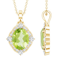 Load image into Gallery viewer, Real 2.5 Carat Peridot Vintage Pendant with Diamond Halo