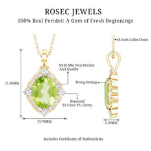 Load image into Gallery viewer, Real 2.5 Carat Peridot Vintage Pendant with Diamond Halo