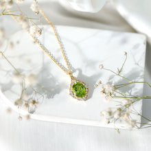 Load image into Gallery viewer, Real 2.5 Carat Peridot Vintage Pendant with Diamond Halo