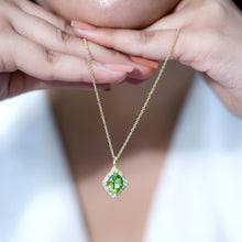 Load image into Gallery viewer, Real 2.5 Carat Peridot Vintage Pendant with Diamond Halo