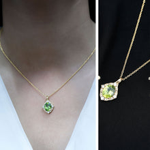 Load image into Gallery viewer, Real 2.5 Carat Peridot Vintage Pendant with Diamond Halo