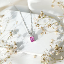 Load image into Gallery viewer, Emerald Cut 1.75 Carat Lab Grown Pink Sapphire Solitaire Necklace with Diamond
