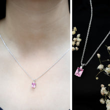 Load image into Gallery viewer, Emerald Cut 1.75 Carat Lab Grown Pink Sapphire Solitaire Necklace with Diamond