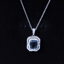 Load image into Gallery viewer, Certified 1.8 Carat Emerald Cut London Blue Topaz Vintage Necklace with Silver Chain