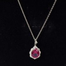 Load image into Gallery viewer, Certified 3 Carat Lab Grown Ruby and Diamond Vintage Necklace