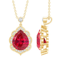 Load image into Gallery viewer, Certified 3 Carat Lab Grown Ruby and Diamond Vintage Necklace