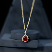Load image into Gallery viewer, Certified 3 Carat Lab Grown Ruby and Diamond Vintage Necklace