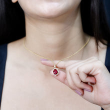 Load image into Gallery viewer, Certified 3 Carat Lab Grown Ruby and Diamond Vintage Necklace
