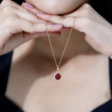 Load image into Gallery viewer, Certified 3 Carat Lab Grown Ruby and Diamond Vintage Necklace