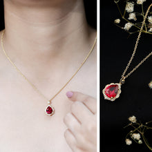Load image into Gallery viewer, Certified 3 Carat Lab Grown Ruby and Diamond Vintage Necklace