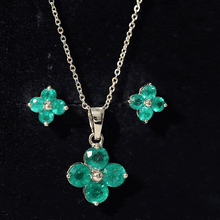 Load image into Gallery viewer, Natural Emerald Clover Jewelry Set for Women