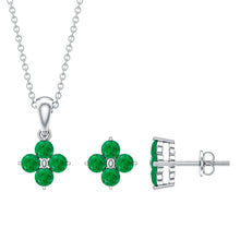 Load image into Gallery viewer, Natural Emerald Clover Jewelry Set for Women
