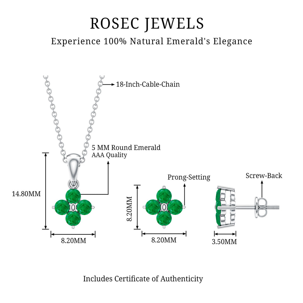 Natural Emerald Clover Jewelry Set for Women