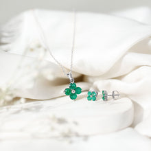 Load image into Gallery viewer, Natural Emerald Clover Jewelry Set for Women