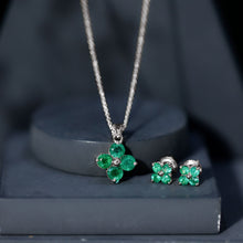 Load image into Gallery viewer, Natural Emerald Clover Jewelry Set for Women