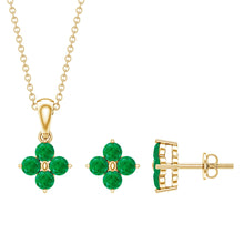 Load image into Gallery viewer, Natural Emerald Clover Jewelry Set for Women