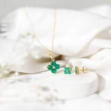 Load image into Gallery viewer, Natural Emerald Clover Jewelry Set for Women