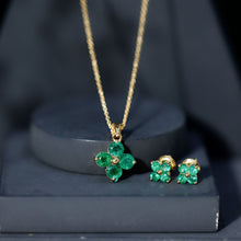 Load image into Gallery viewer, Natural Emerald Clover Jewelry Set for Women