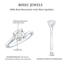 Load image into Gallery viewer, Certified Solitaire Moissanite Bypass Engagement Ring