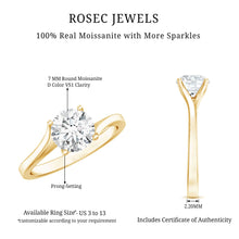 Load image into Gallery viewer, Certified Solitaire Moissanite Bypass Engagement Ring