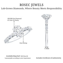 Load image into Gallery viewer, Oval Moissanite Solitaire Engagement Ring in Claw Setting