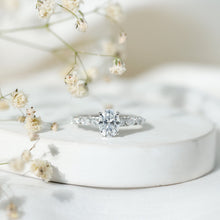 Load image into Gallery viewer, Oval Moissanite Solitaire Engagement Ring in Claw Setting