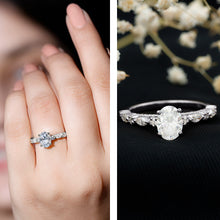 Load image into Gallery viewer, Oval Moissanite Solitaire Engagement Ring in Claw Setting