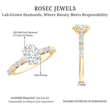 Load image into Gallery viewer, Oval Moissanite Solitaire Engagement Ring in Claw Setting