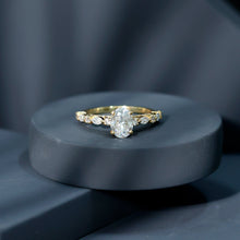 Load image into Gallery viewer, Oval Moissanite Solitaire Engagement Ring in Claw Setting