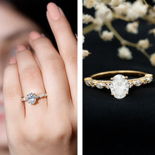 Load image into Gallery viewer, Oval Moissanite Solitaire Engagement Ring in Claw Setting