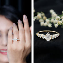 Load image into Gallery viewer, Perfect Pear Engagement Ring with Moissanite