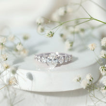 Load image into Gallery viewer, 1.2 Carat Oval Cut Moissanite Side Stone Engagement Ring