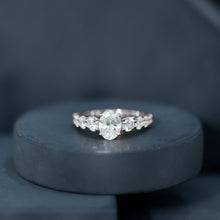 Load image into Gallery viewer, 1.2 Carat Oval Cut Moissanite Side Stone Engagement Ring