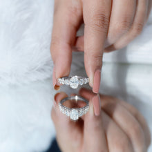 Load image into Gallery viewer, 1.2 Carat Oval Cut Moissanite Side Stone Engagement Ring