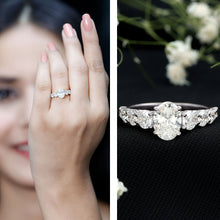 Load image into Gallery viewer, 1.2 Carat Oval Cut Moissanite Side Stone Engagement Ring