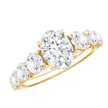 Load image into Gallery viewer, 1.2 Carat Oval Cut Moissanite Side Stone Engagement Ring