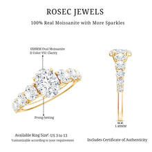 Load image into Gallery viewer, 1.2 Carat Oval Cut Moissanite Side Stone Engagement Ring