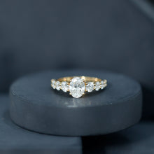 Load image into Gallery viewer, 1.2 Carat Oval Cut Moissanite Side Stone Engagement Ring