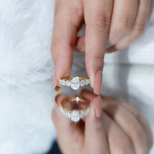 Load image into Gallery viewer, 1.2 Carat Oval Cut Moissanite Side Stone Engagement Ring