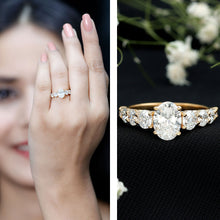 Load image into Gallery viewer, 1.2 Carat Oval Cut Moissanite Side Stone Engagement Ring